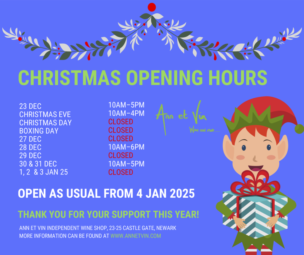 Christmas opening hours at Ann Et Vin in Newark